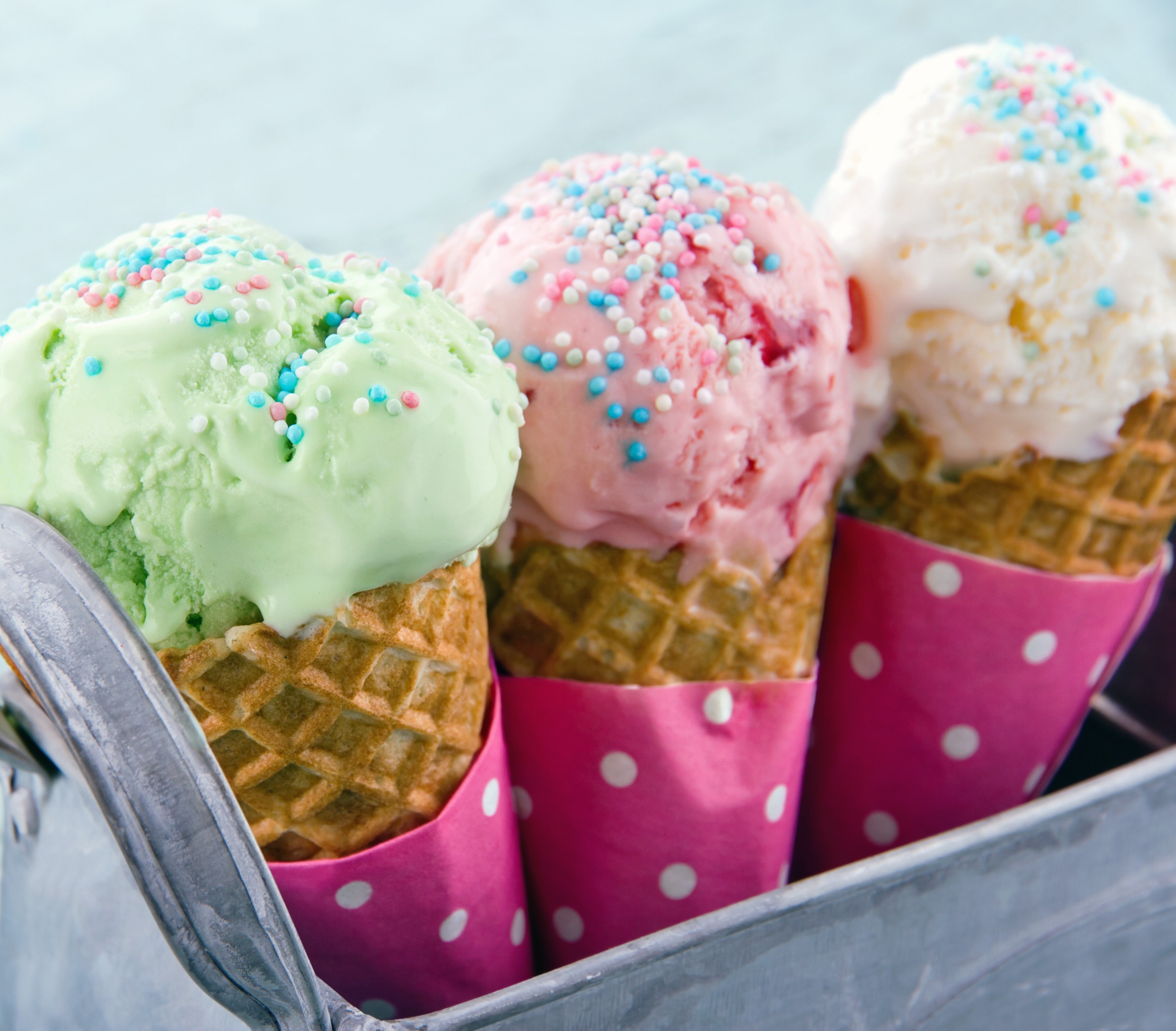 Different flavors of Ice Cream in Cones